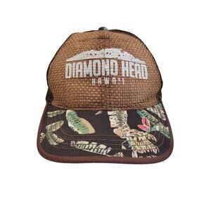 VTG Diamond Head Hawaii COBRA Brown Mesh Trucker Hat With Woven Wicker Details
